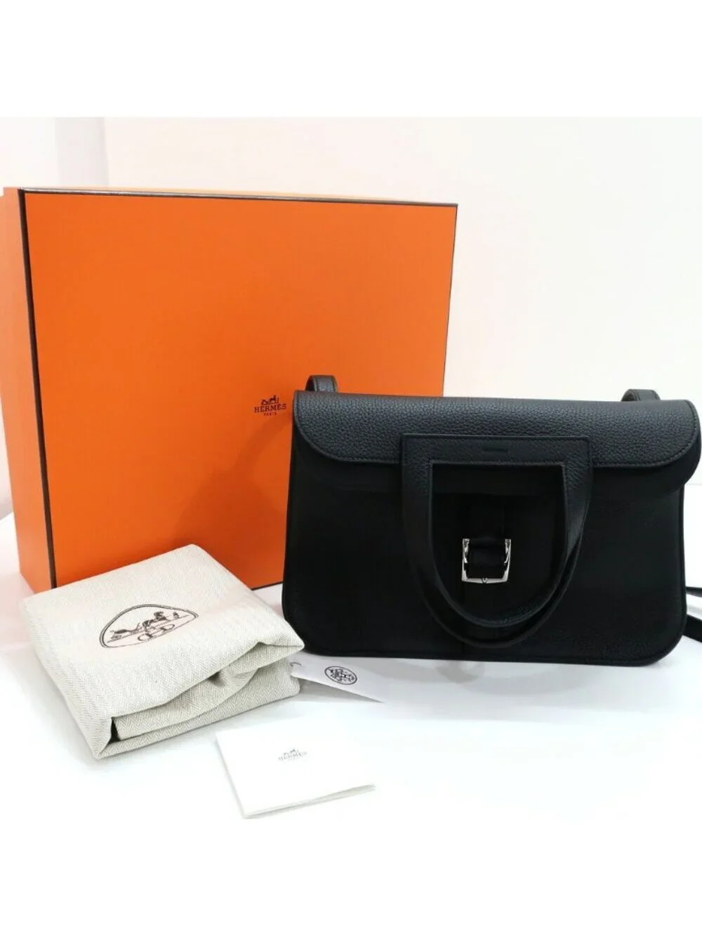 Hermes Heaven Halzan 31 Black Noir Bag Silver